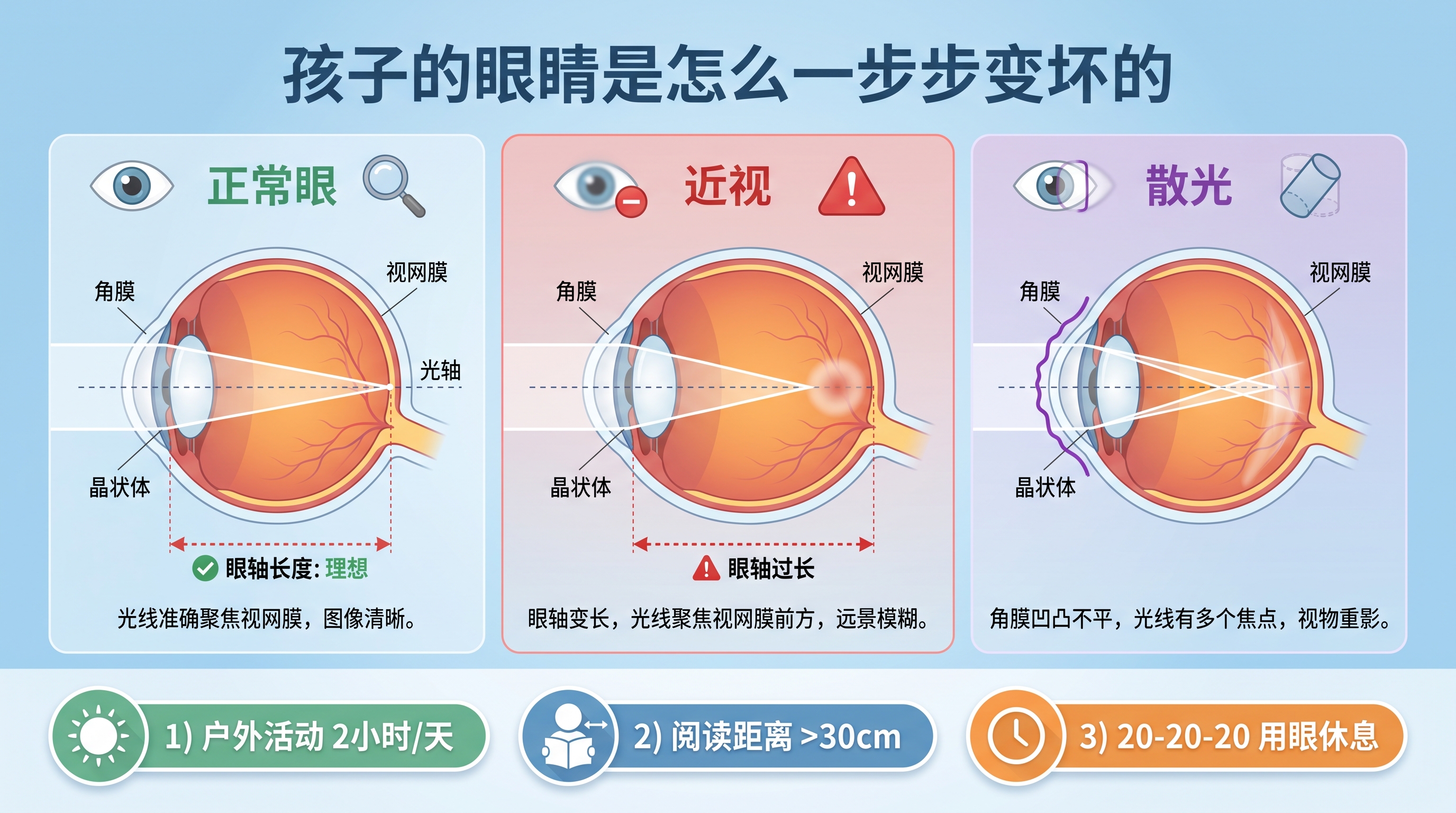 孩子的眼睛是怎么一步步变坏的?——写给宝爸宝妈的近视散光科学防控指南