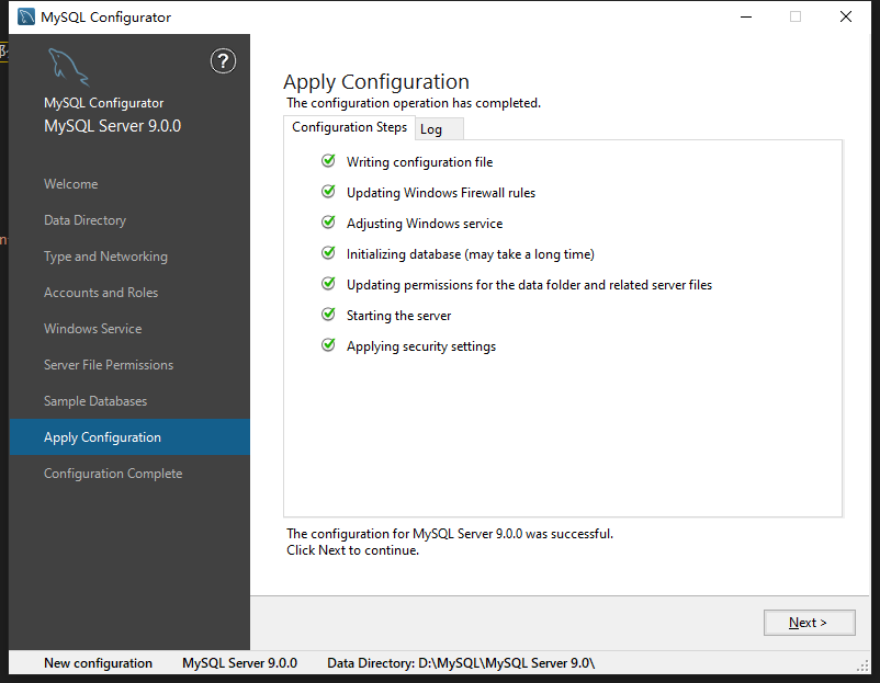 Windows系统中使用MySQL Configurator工具安装MySQL9.0解压版